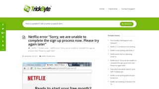 Netflix error “Sorry, we are unable to complete the sign up process ...