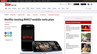 Netflix testing RM17 mobile-only plan - Tech News | The Star Online