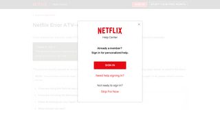 Netflix Error ATV-ui92