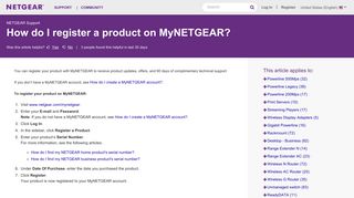 How do I register a product on MyNETGEAR? | Answer | NETGEAR ...