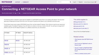 Connecting a NETGEAR Access Point to your network | Answer ...
