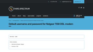 Default username and password for Netgear 7550 DSL modem