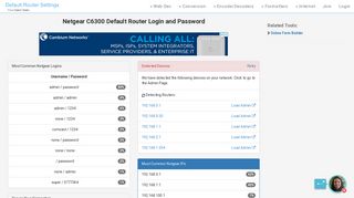 Netgear C6300 Default Router Login and Password