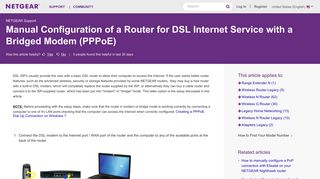 Manual Configuration of a Router for DSL Internet ... - Netgear KB