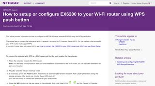 How to setup or configure EX6200 to your Wi-Fi router ... - Netgear KB
