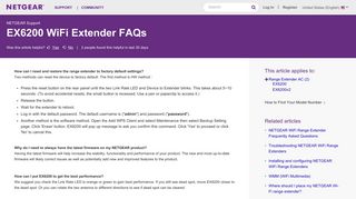 EX6200 WiFi Extender FAQs | Answer | NETGEAR Support - Netgear KB