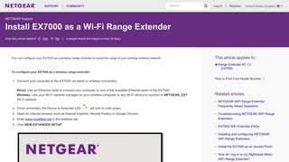 Install EX7000 as a Wi-Fi Range Extender | Answer | NETGEAR Support