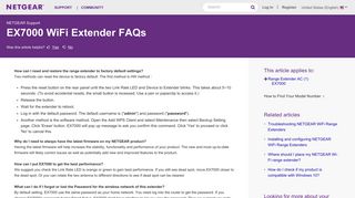 EX7000 WiFi Extender FAQs | Answer | NETGEAR Support - Netgear KB