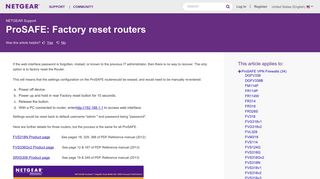 ProSAFE: Factory reset routers | Answer | NETGEAR Support