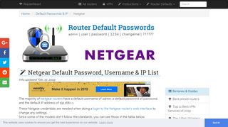 Netgear Default Password, Login & IP List (updated January 2019 ...