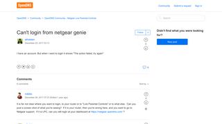 Can't login from netgear genie – OpenDNS