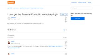 I cant get the Parental Control to accept my login – OpenDNS