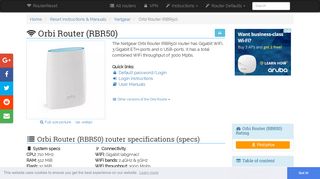 Netgear Orbi Router (RBR50) Default Password & Login, Manuals ...
