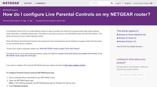How do I configure Live Parental Controls on my NETGEAR router ...