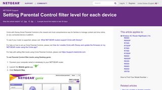 Setting Parental Control filter level for each device - Netgear KB