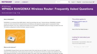 WPN824 RANGEMAX Wireless Router: Frequently ... - Netgear KB