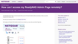 How can I access my ReadyNAS Admin Page remotely? - Netgear KB