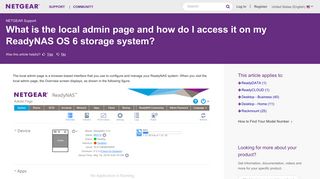 What is the local admin page and how do I access it on my ReadyNAS ...