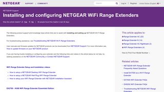 Installing and configuring NETGEAR WiFi Range Extenders ...