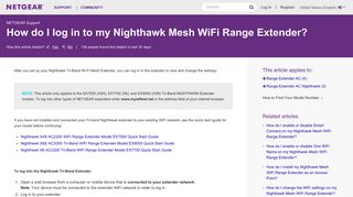 How do I log in to my Nighthawk Mesh WiFi Range Extender ...