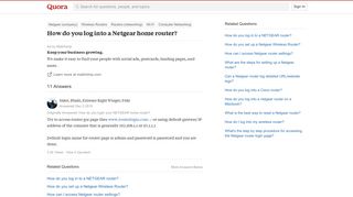 How to log into a Netgear home router - Quora
