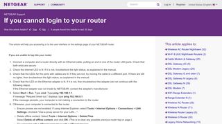 If you cannot login to your router | Answer | NETGEAR Support