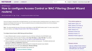 How to configure Access Control or MAC Filtering (Smart ... - Netgear KB