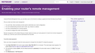 Enabling your router's remote management | Answer | NETGEAR ...