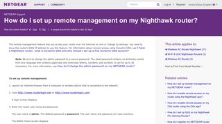 How do I set up remote management on my Nighthawk router ...