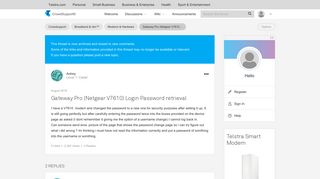 Gateway Pro (Netgear V7610) Login Password retriev... - Telstra ...