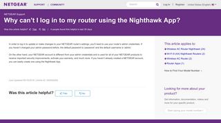 Why can't I log in to my router using the Nighthawk App? - Netgear KB