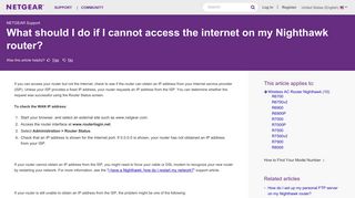What should I do if I cannot access the internet on my ... - Netgear KB