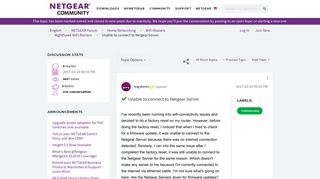 Solved: Unable to connect to Netgear Server - NETGEAR Communities