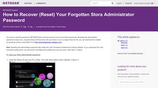 How to Recover (Reset) Your Forgotten Stora ... - Netgear KB