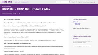 GSS108E / GSS116E Product FAQs | Answer | NETGEAR Support
