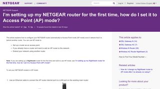 I'm setting up my NETGEAR router for the first time, how do I set it to ...