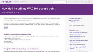How do I install my WAC104 access point | Answer | NETGEAR Support
