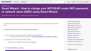 Smart Wizard - How to change your NETGEAR router WiFi password ...