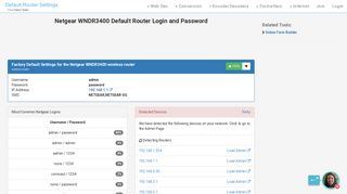 Netgear WNDR3400 Default Router Login and Password - Clean CSS