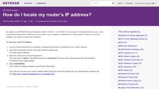 What is the IP address of my NETGEAR router? - Netgear KB
