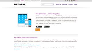 genie Landing Page | Apps | Discover | Home | NETGEAR