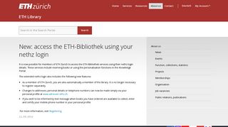 New: access the ETH-Bibliothek using your nethz login / News 2012 ...