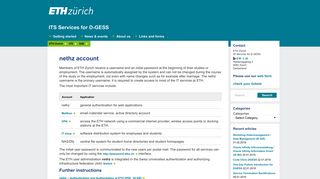 nethz account – ITS Services for D-GESS - S4D - ETH Zürich