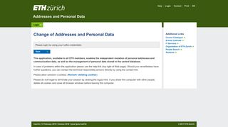 Login - Addresses and Personal Data - ETH Zurich