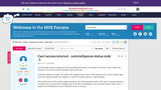 Can't access internet - netintelligence status code -1 ...