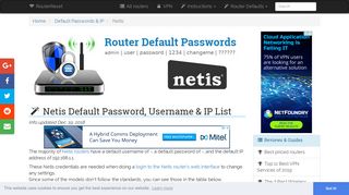 Netis Default Password, Login & IP List (updated December 2018 ...