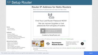 Default router IP addresses for Netis routers. - SetupRouter