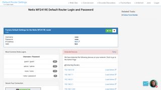 Netis WF2419E Default Router Login and Password - Clean CSS