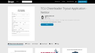 TCU Cheerleader Tryout Application - Netitor - Yumpu