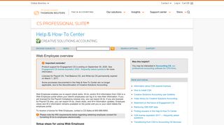 Web Employee overview - CS Professional Suite - Thomson Reuters
